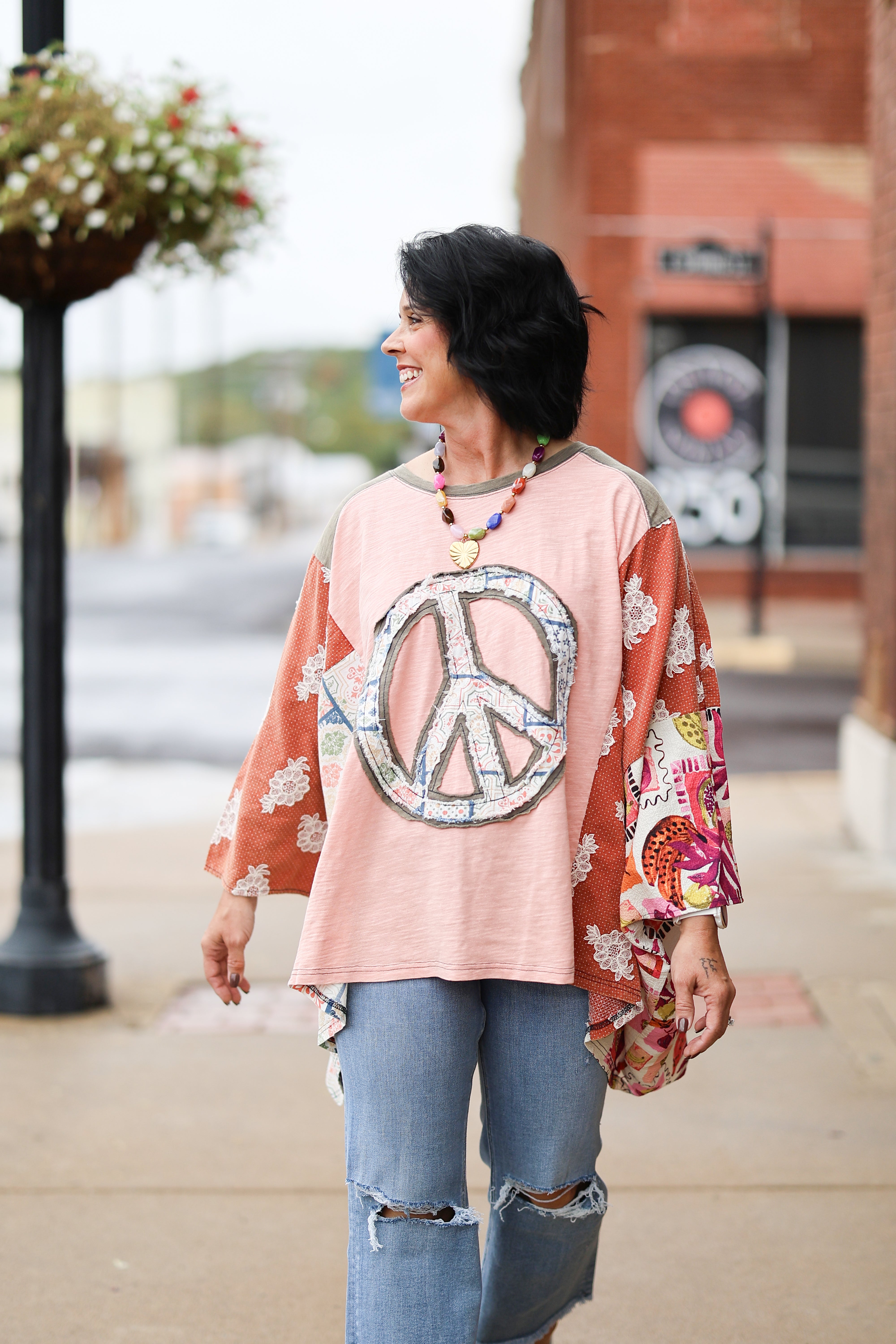 Peach Peach Patchwork Top | Easel - Magnolia & Sunshine