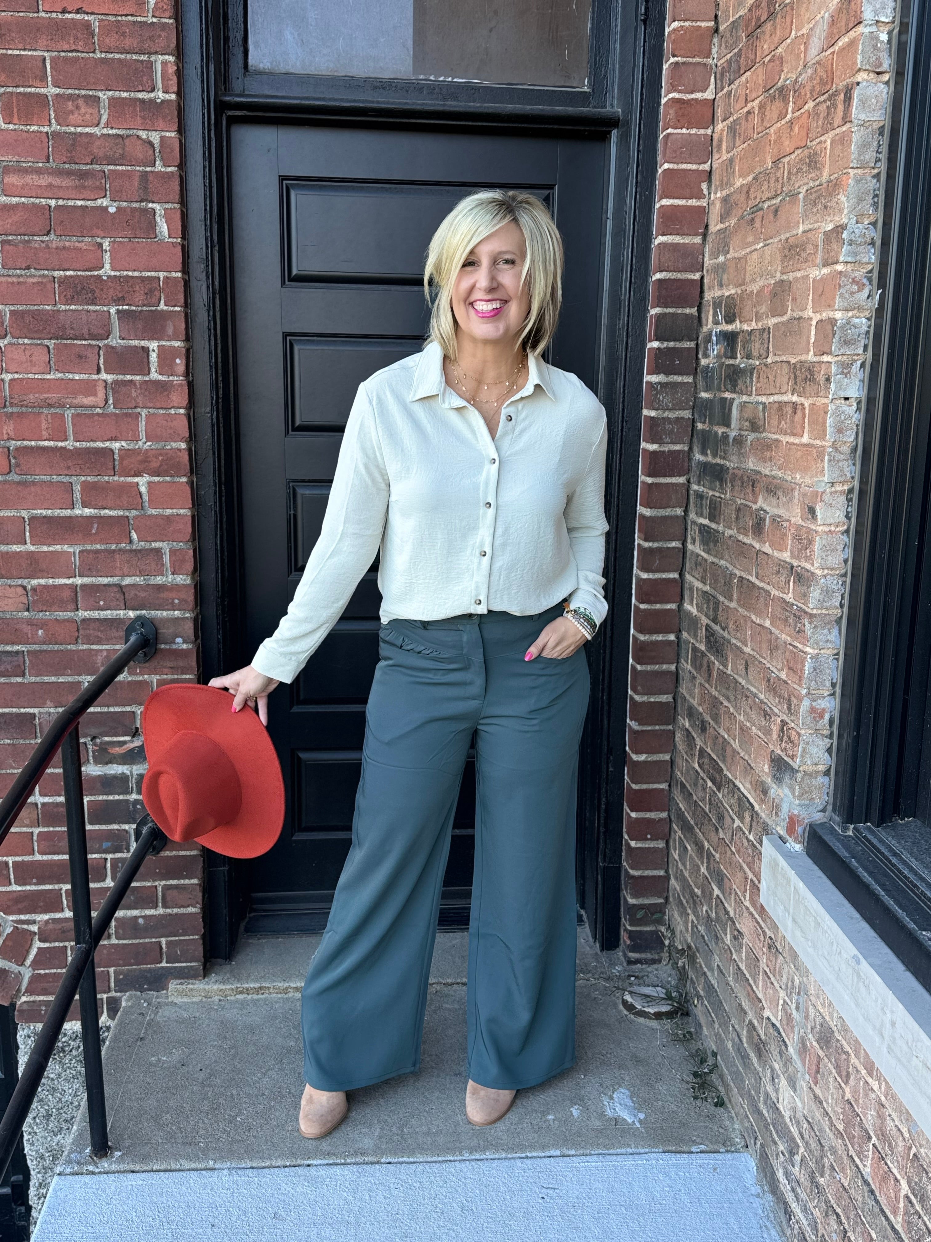 Balsam Green Wide Leg Pants