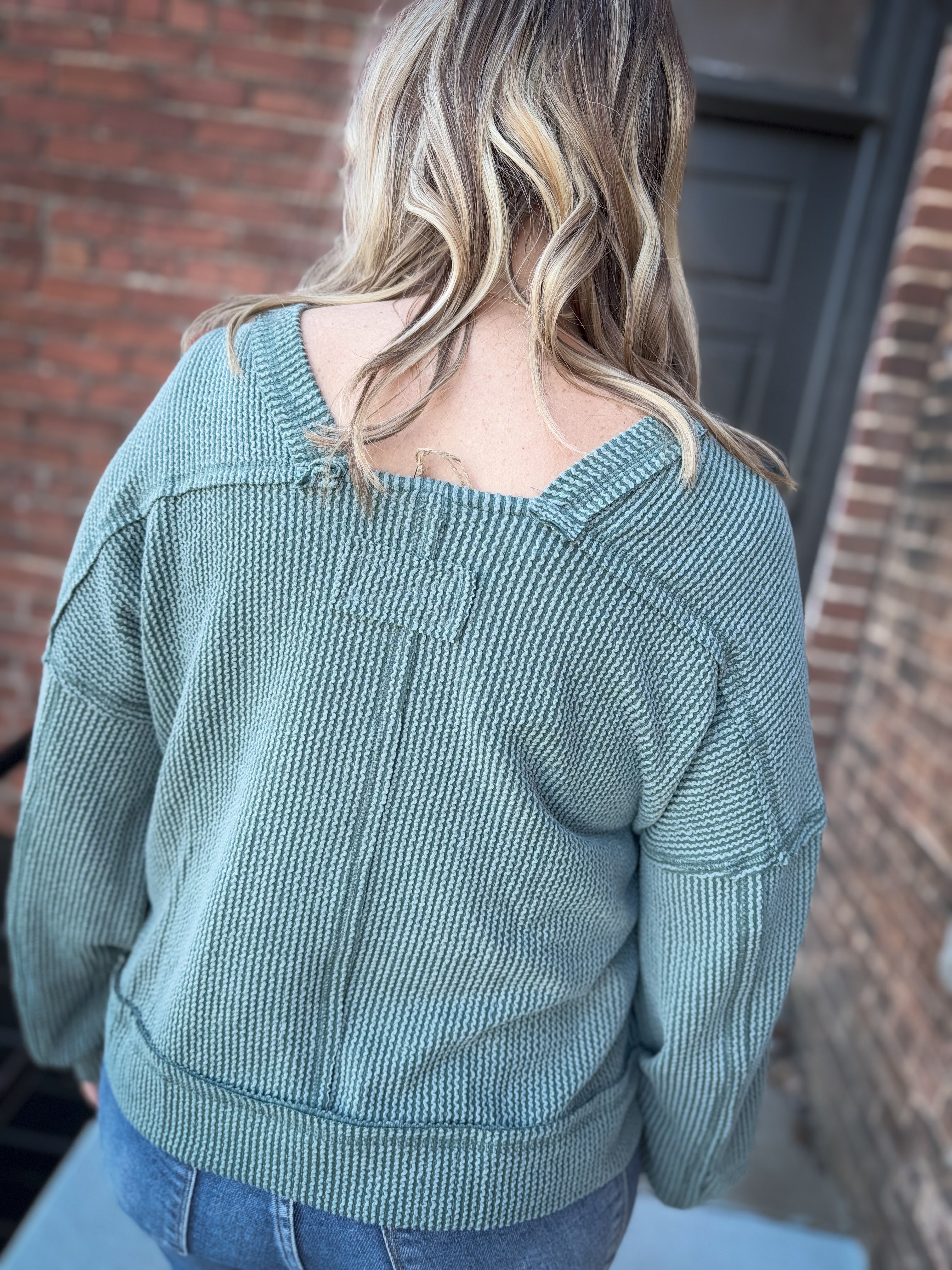 Ribbed Top in Moss