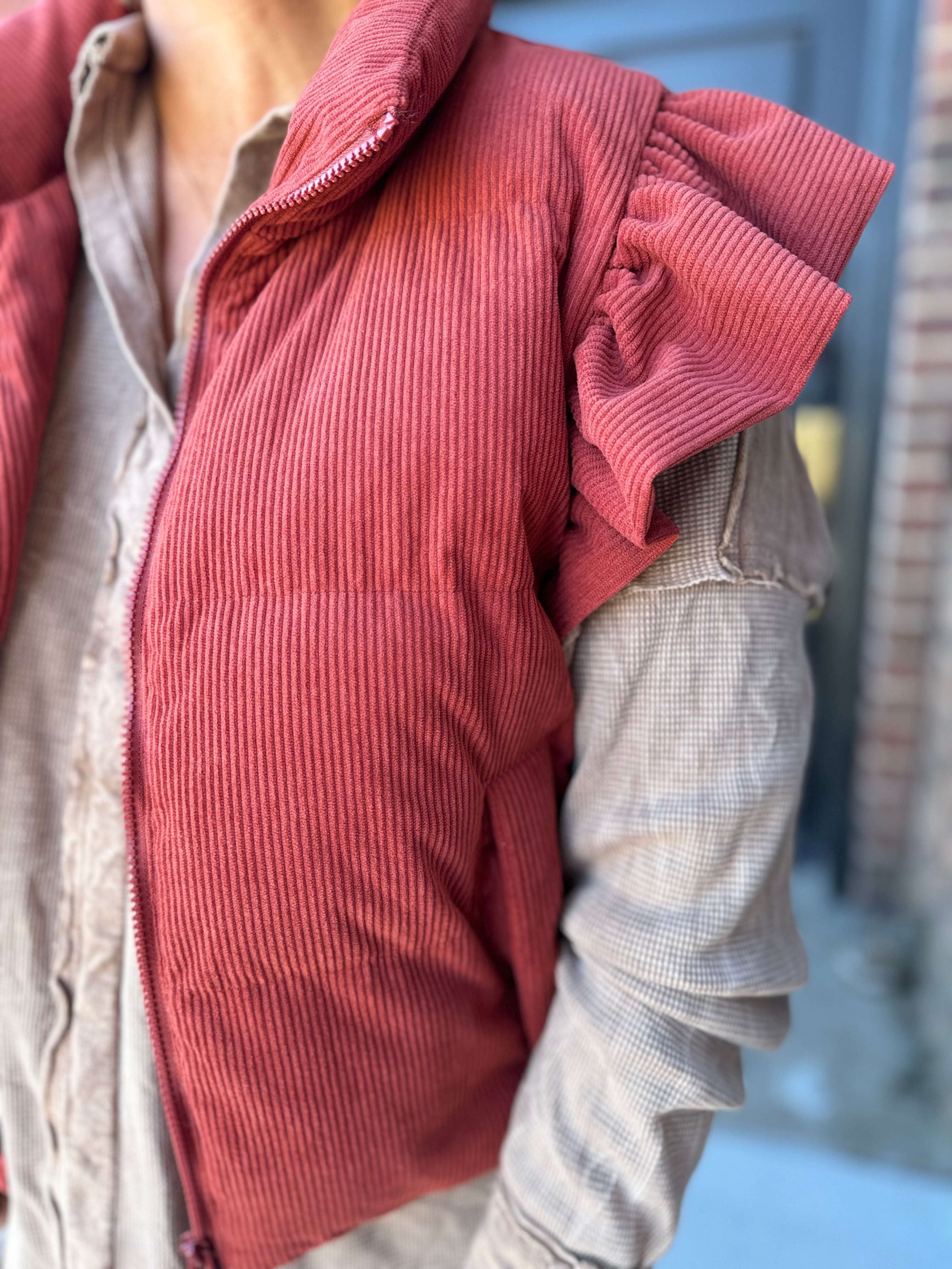 Marsala Corduroy Puffer Vest