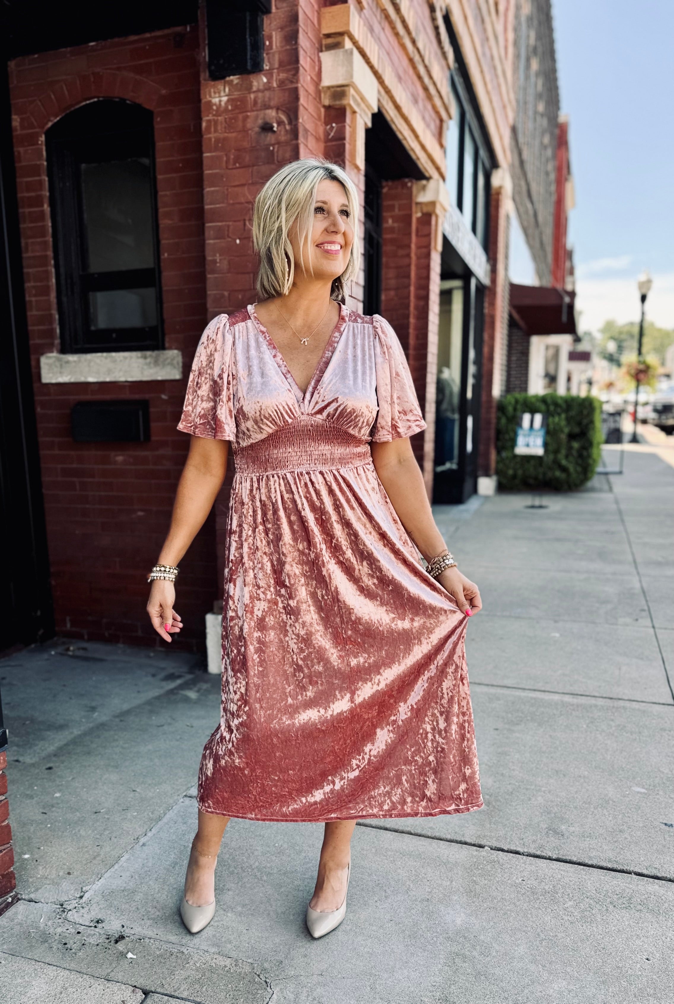 v-neck velvet dress