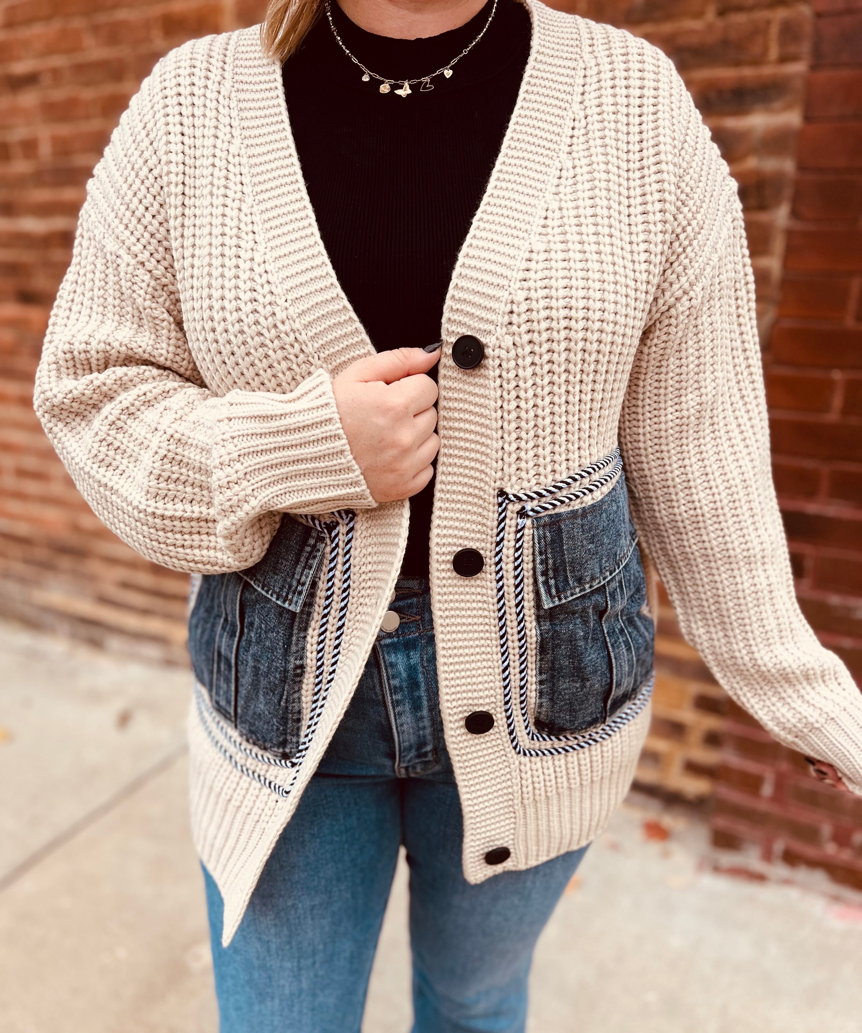 Oatmeal knit cardigan best sale