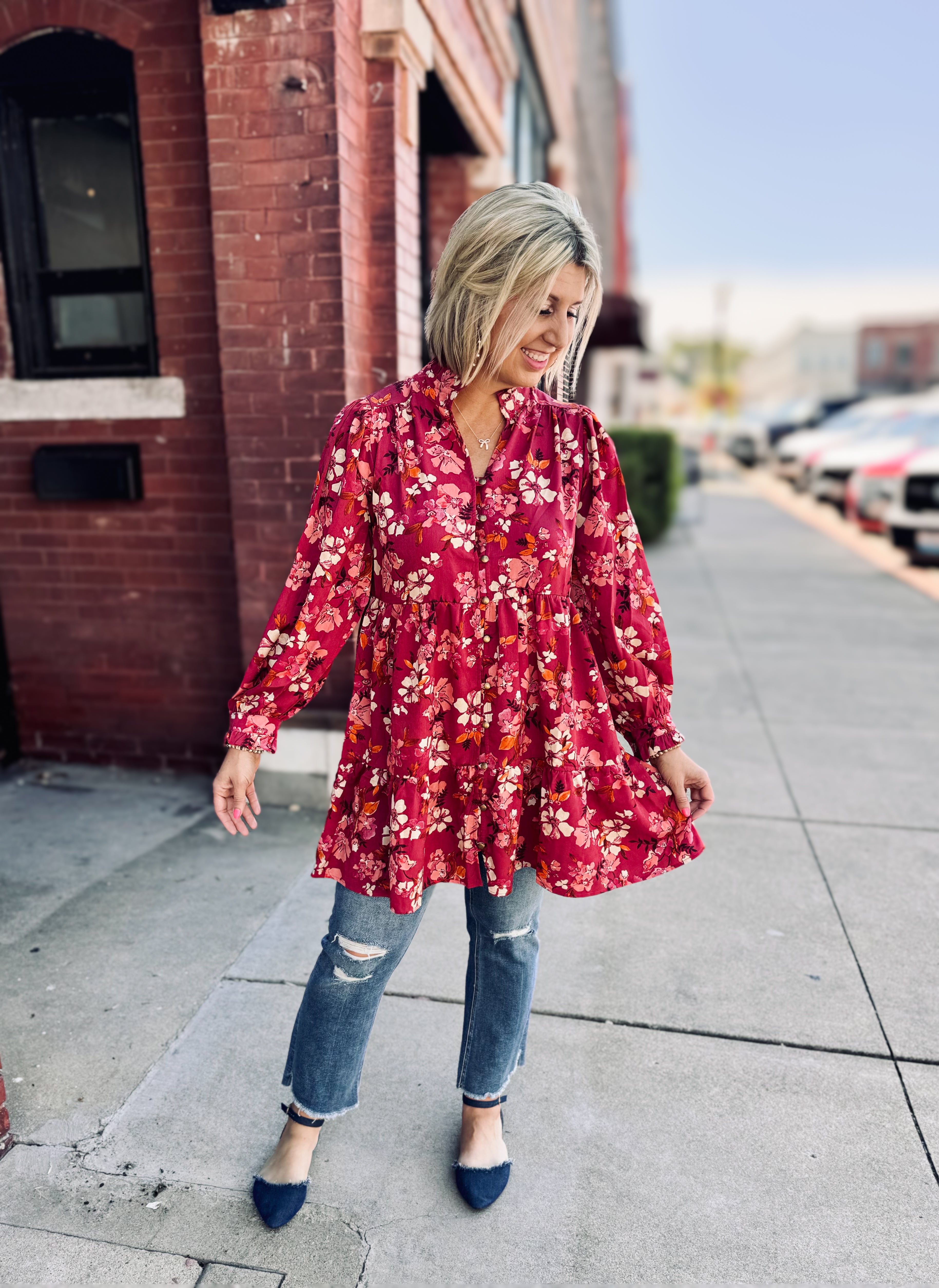 fall floral dress or tunic top