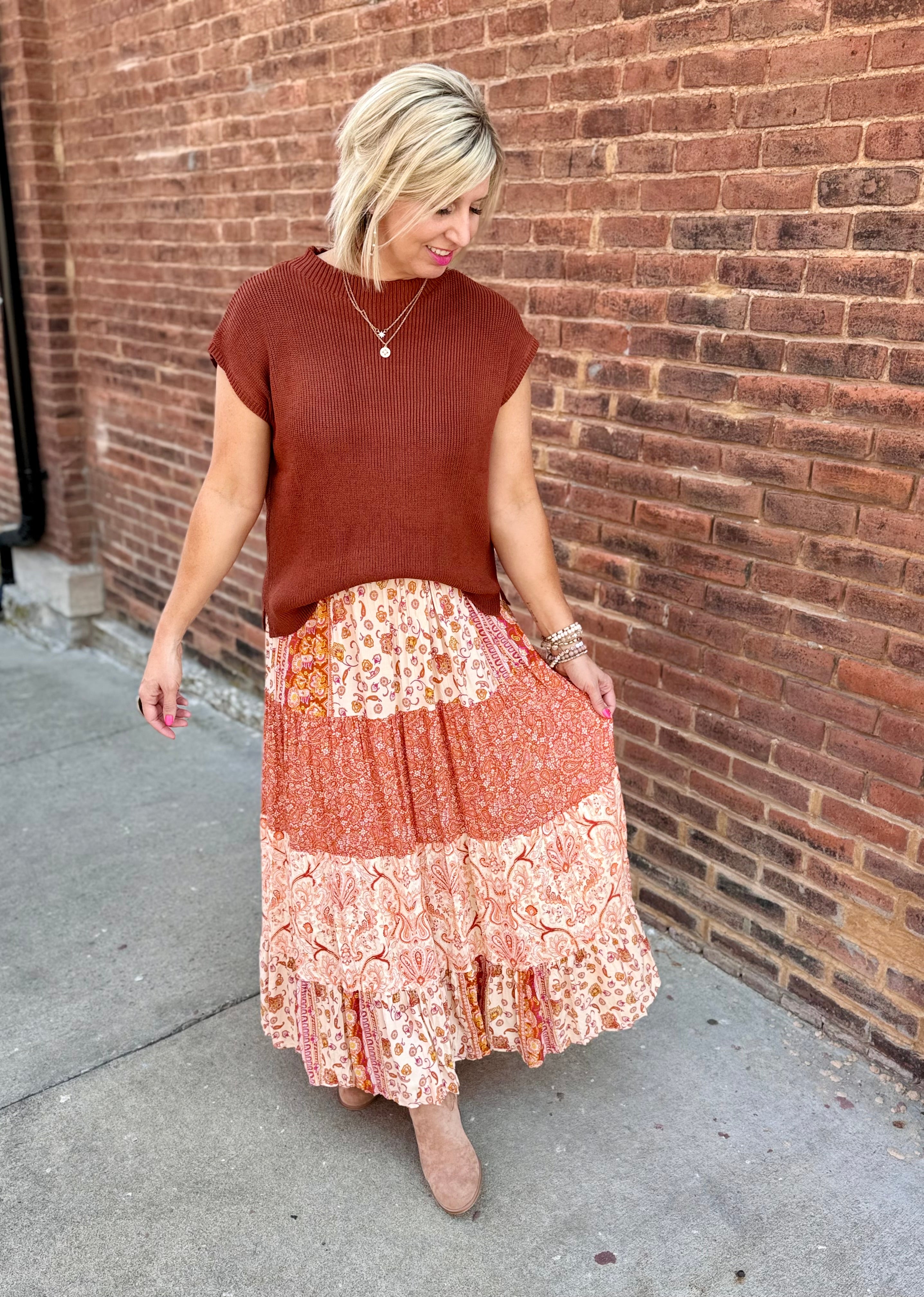 Rust Paisley Skirt