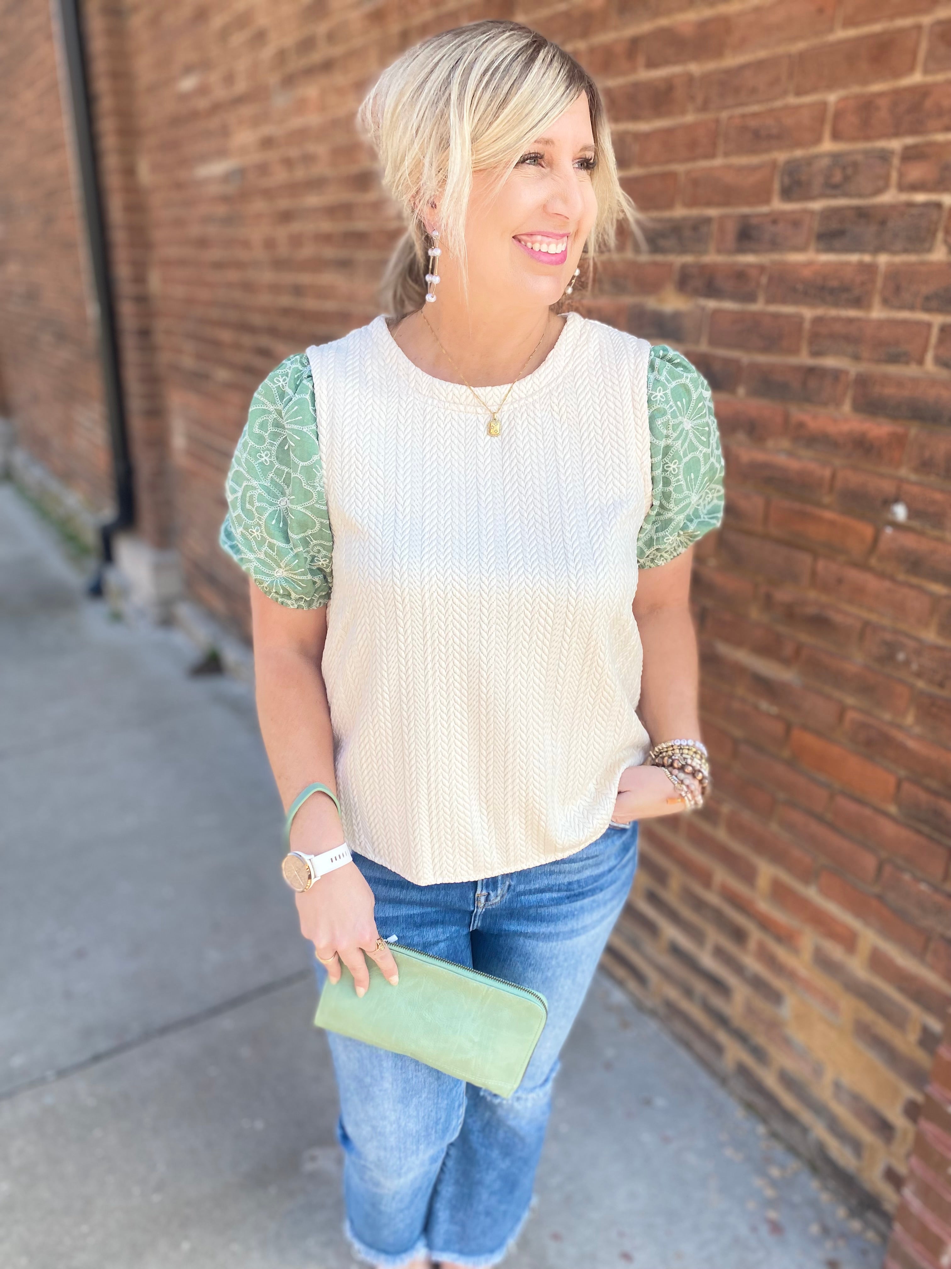 Embroidered Top in Green
