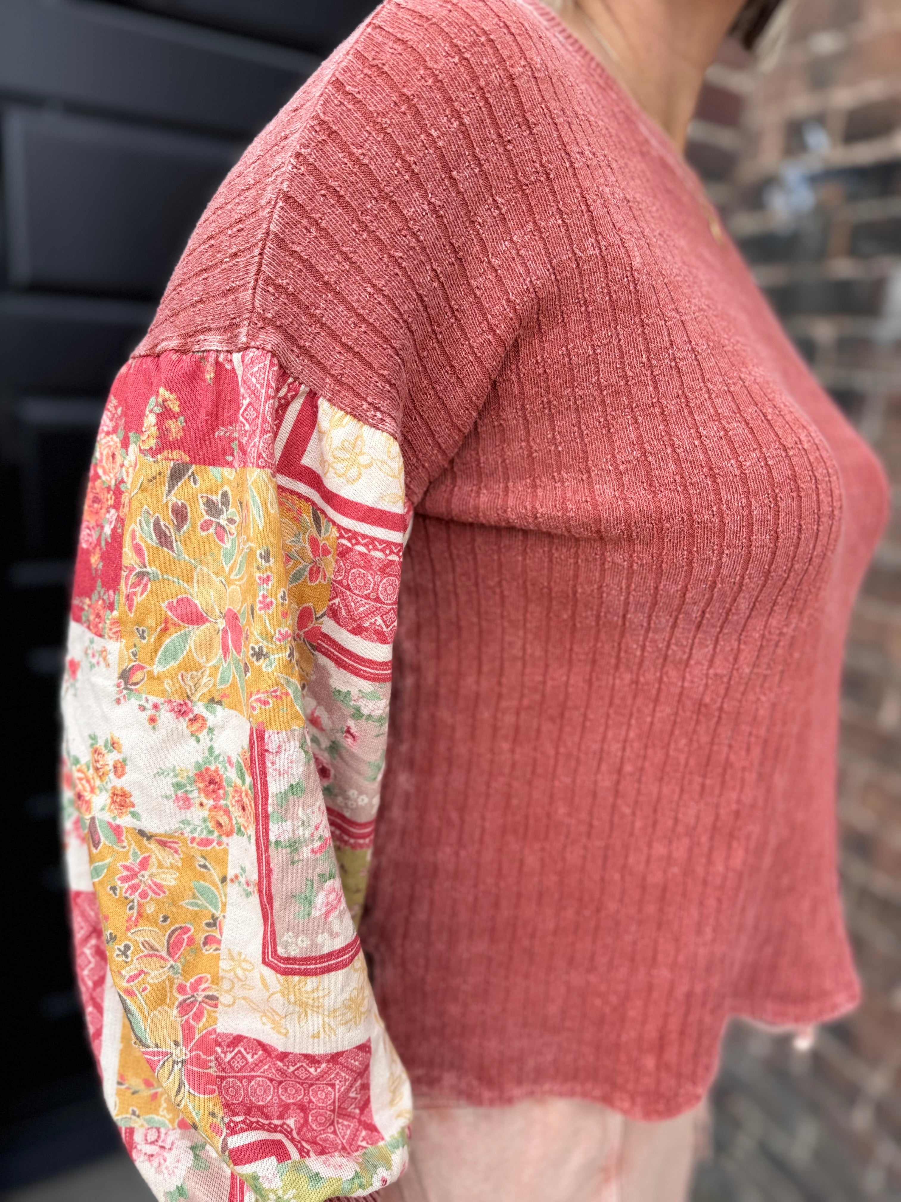 Burnt Orange Bandana Sleeve Top