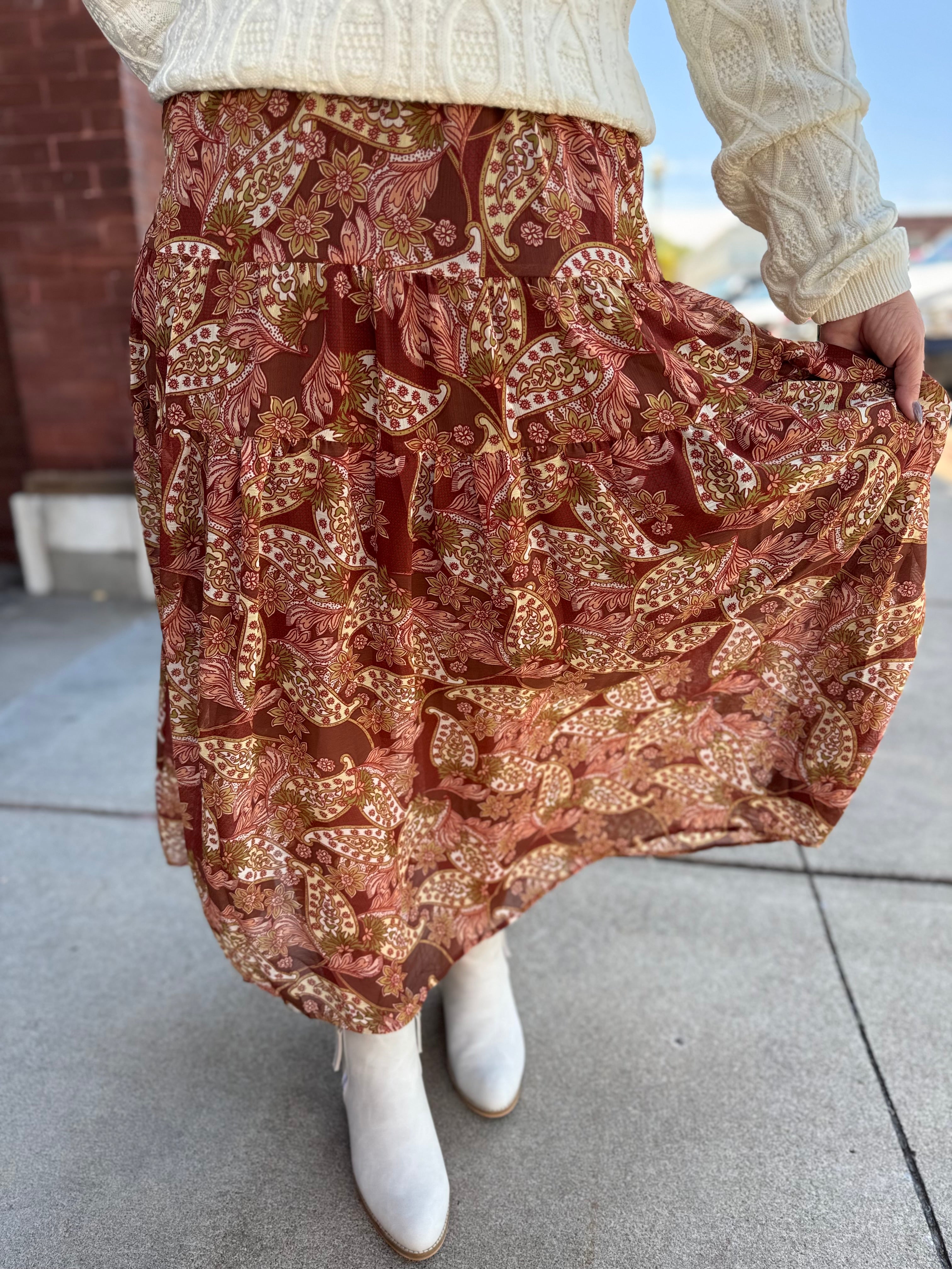 boho paisley skirt