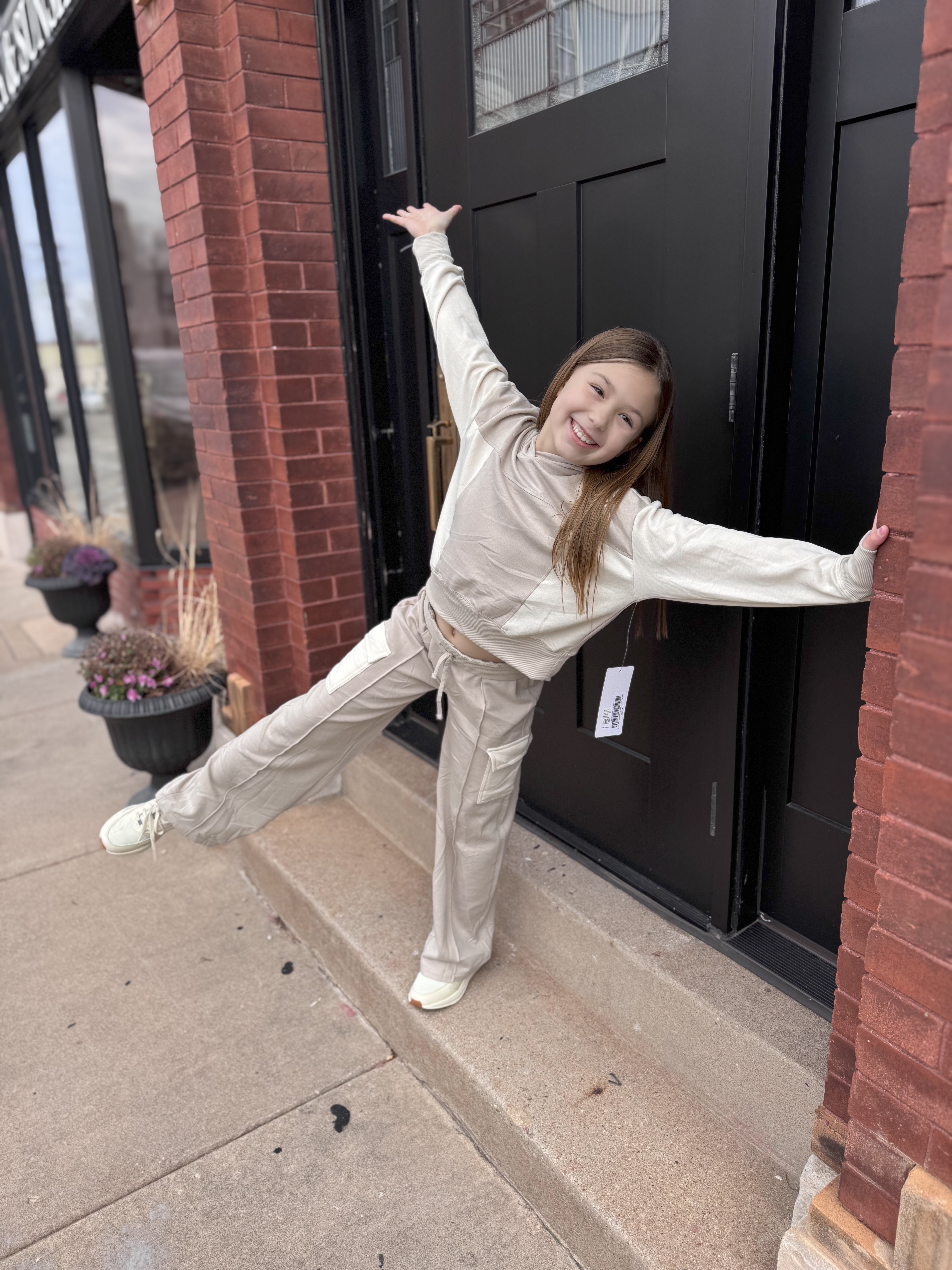 Girls Terry Color Block Sweatshirt & Pant Set