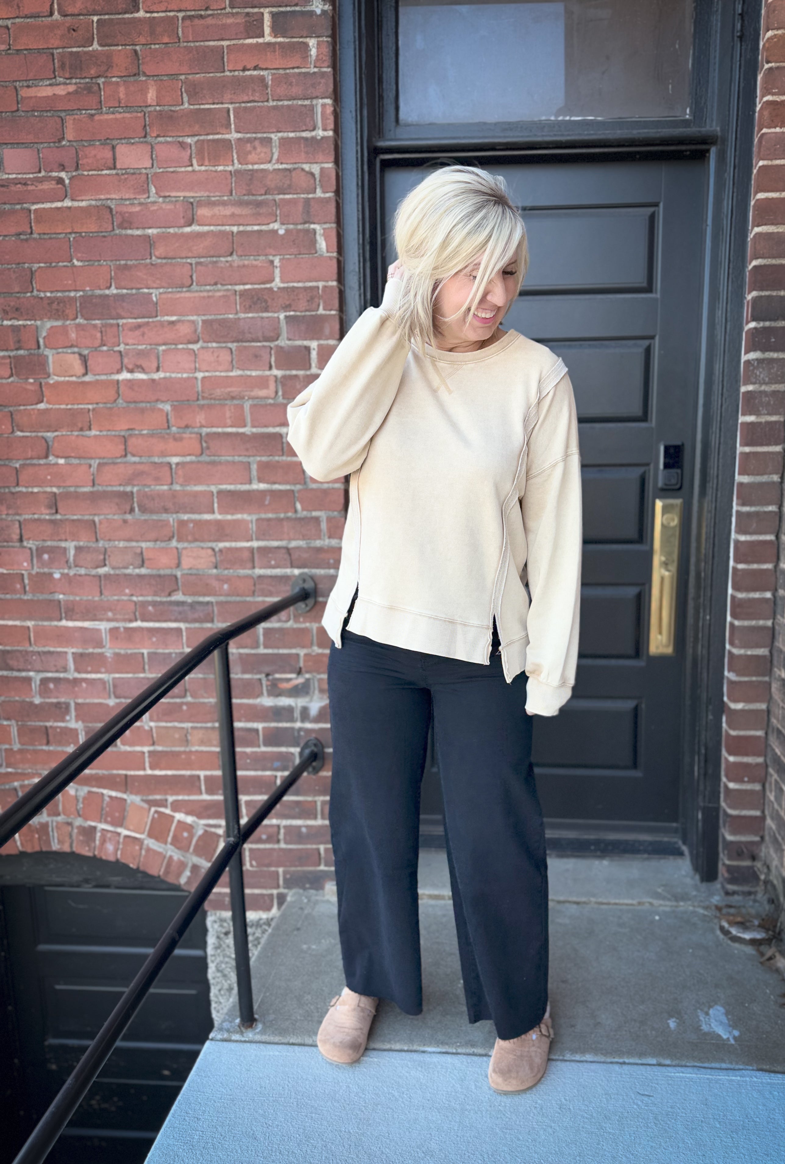 Black Twill Stretch Pants by Easel