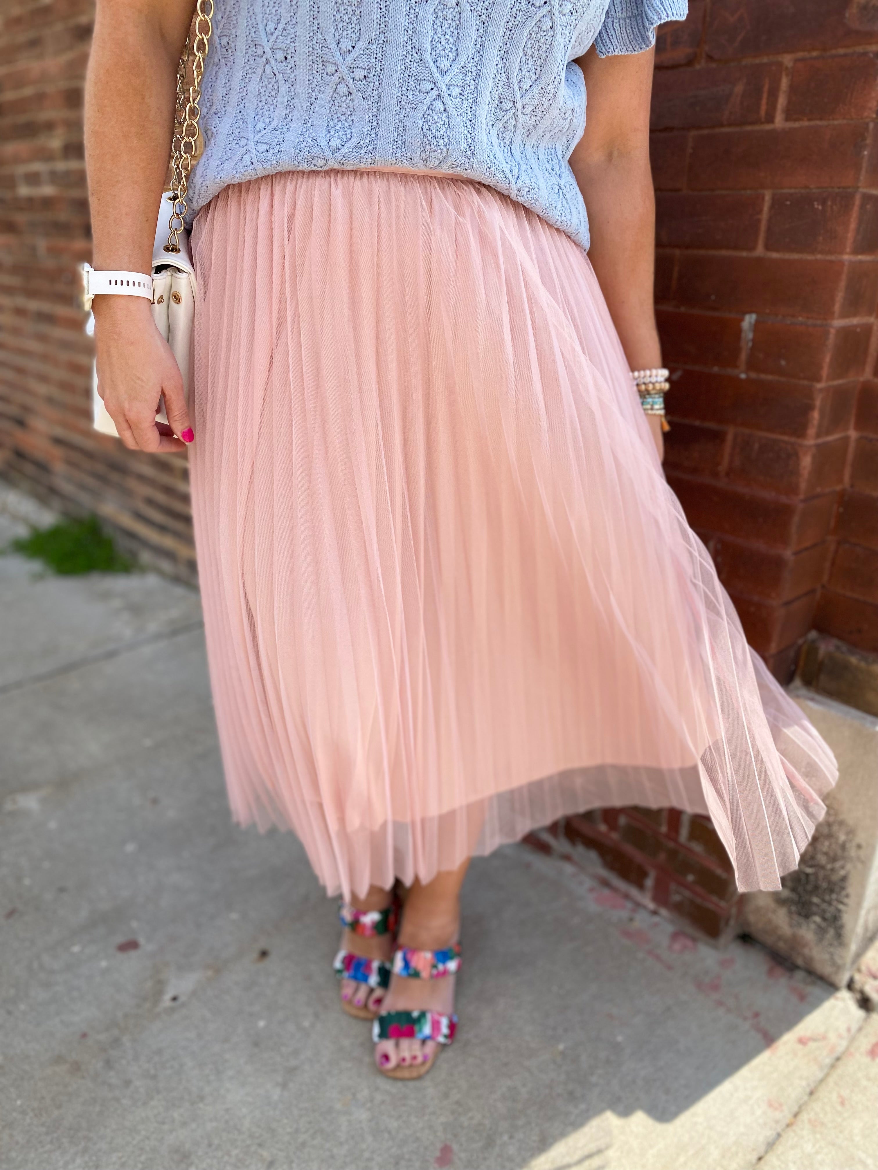 Tulle A-Line Skirt in Pink