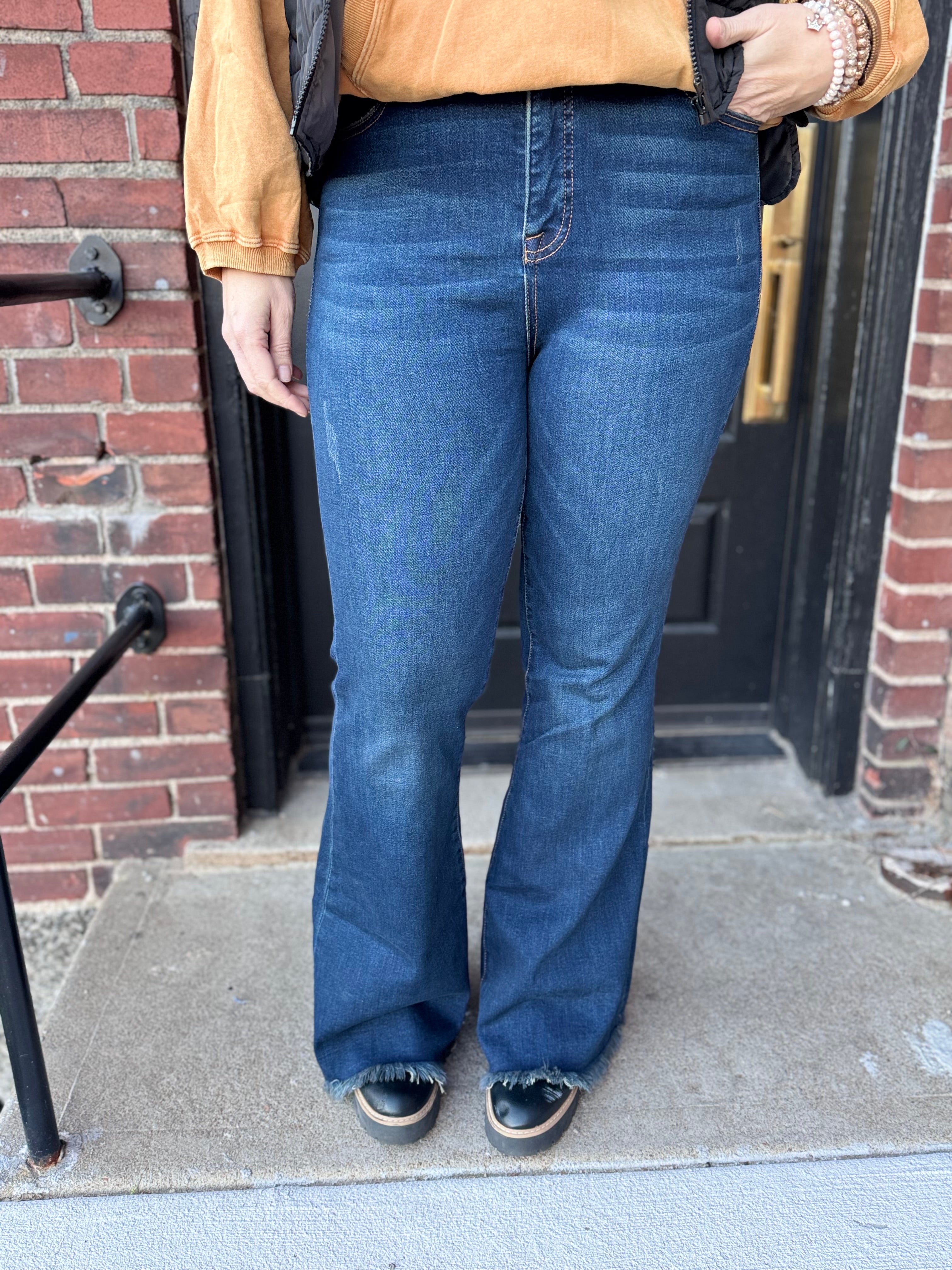 Risen High Rise Flare Jeans