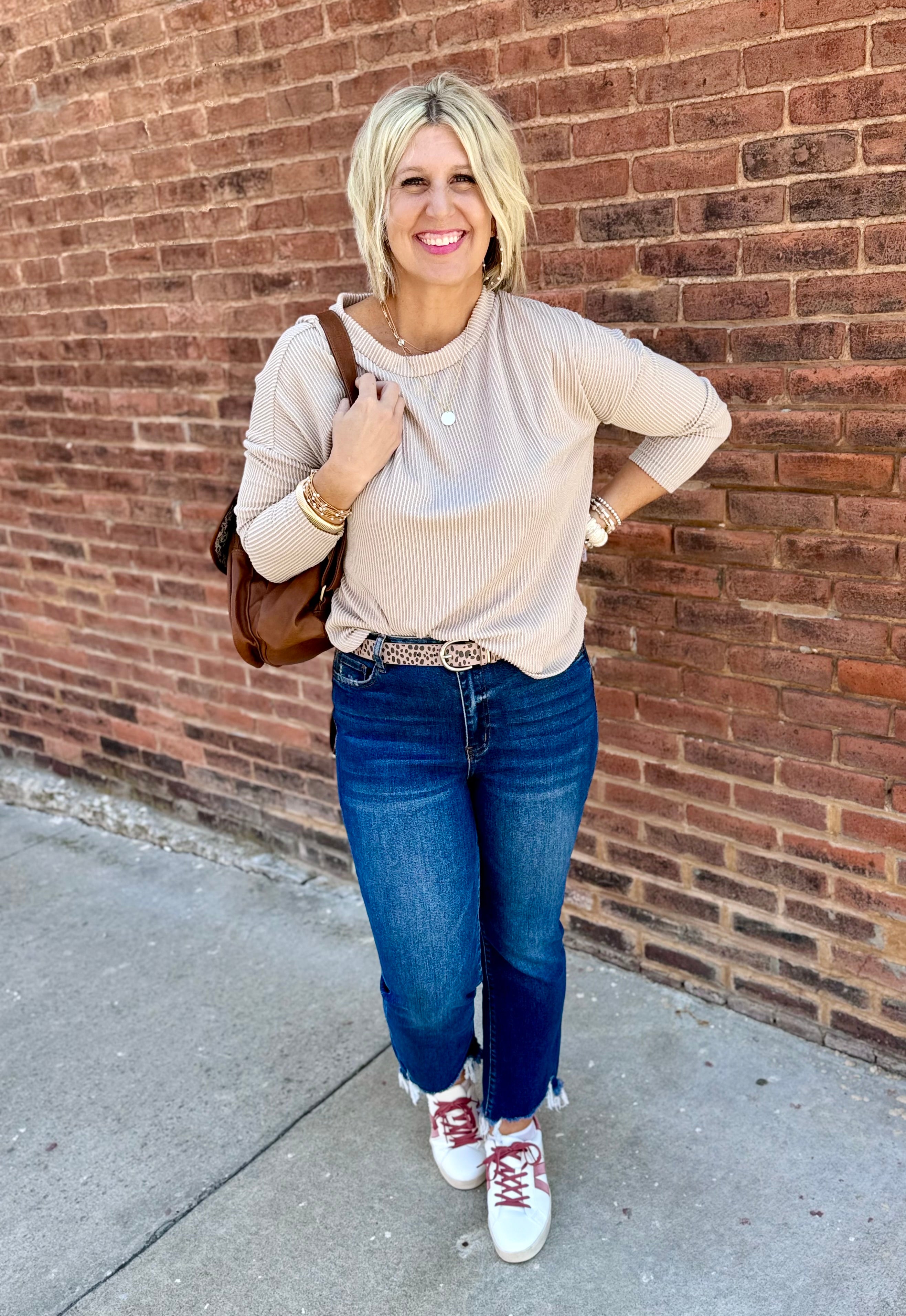 Urban Rib Knit Long Sleeve Top in Oatmeal