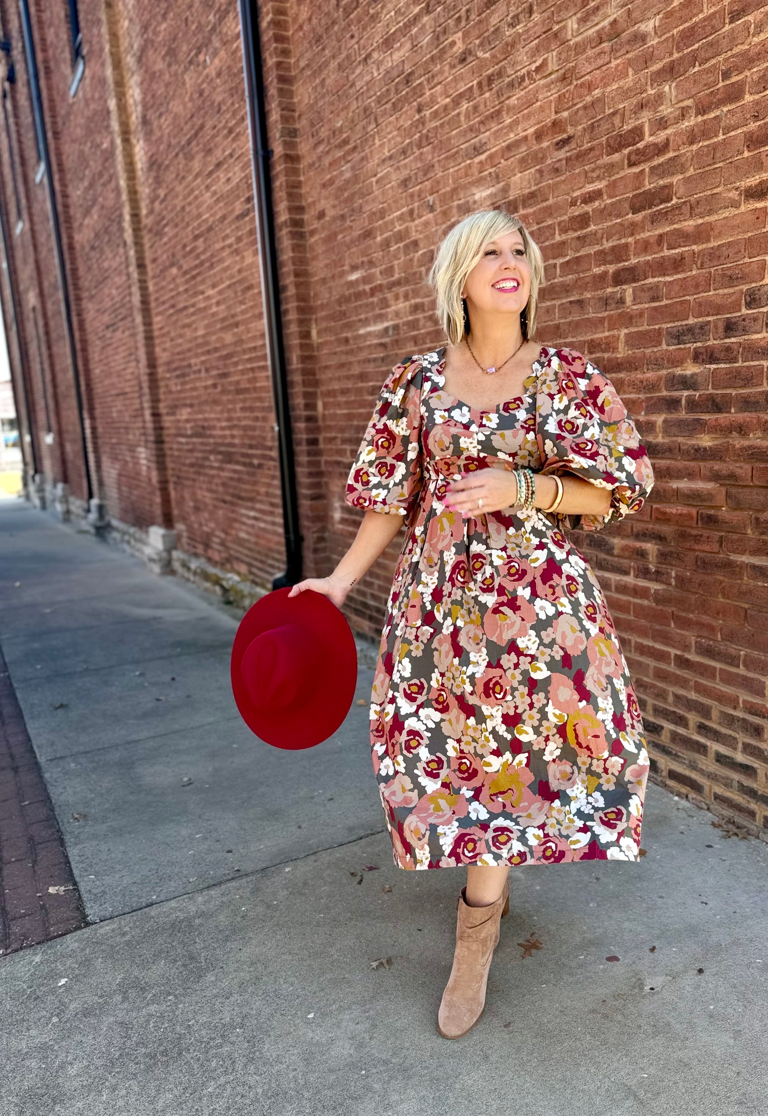 Scalloped Burgundy Dress