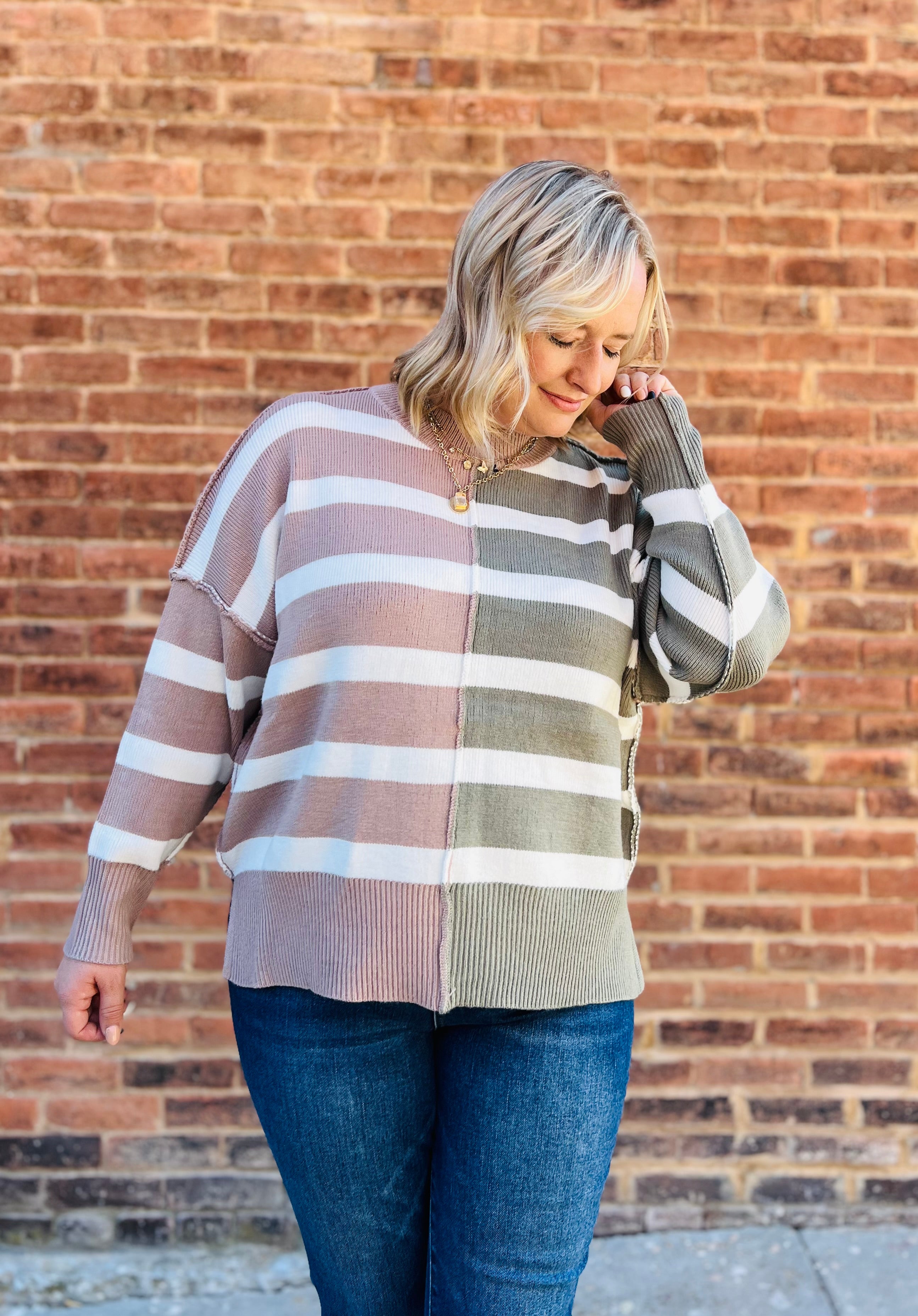 striped color block sweater