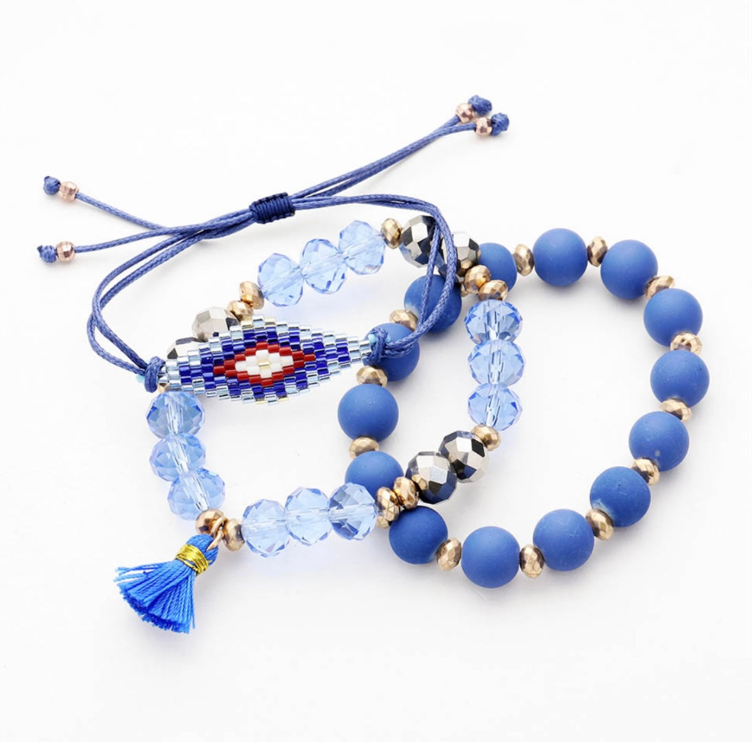 Boho Blue Tassel Bracelets